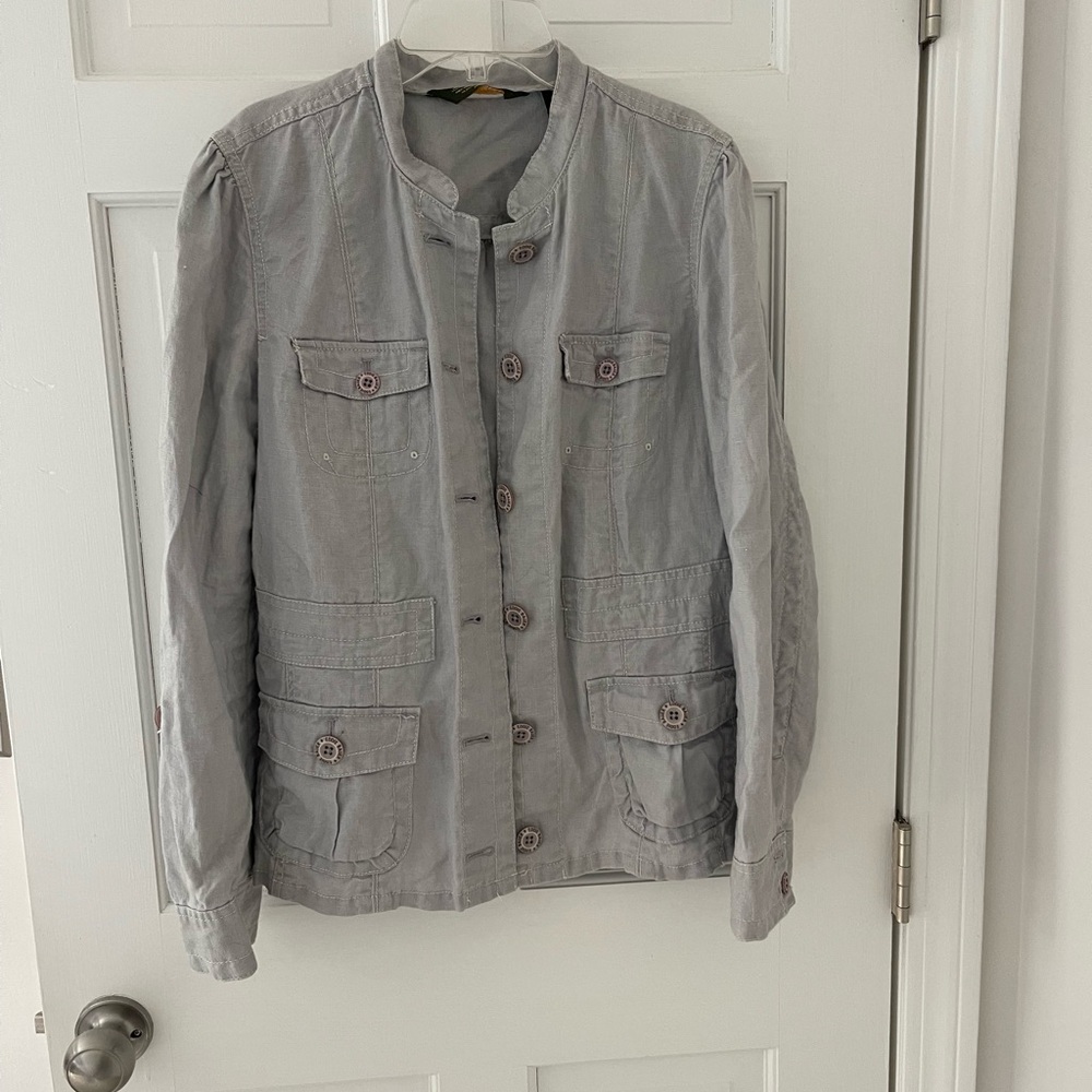 Women's Eddie Bauer Gray Linen Utility Jacket L